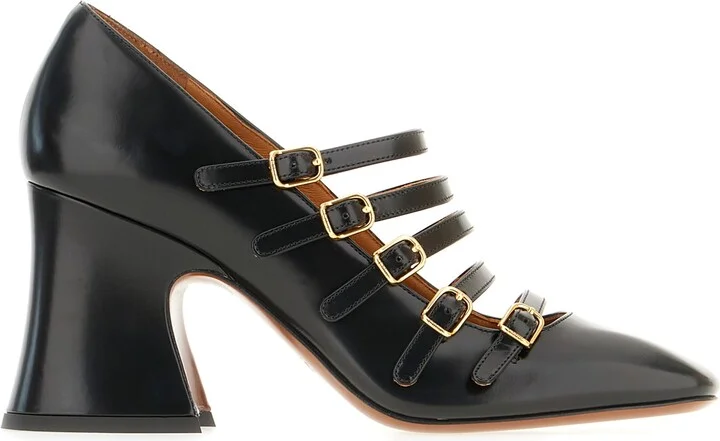 Black Leather Janis Pumps