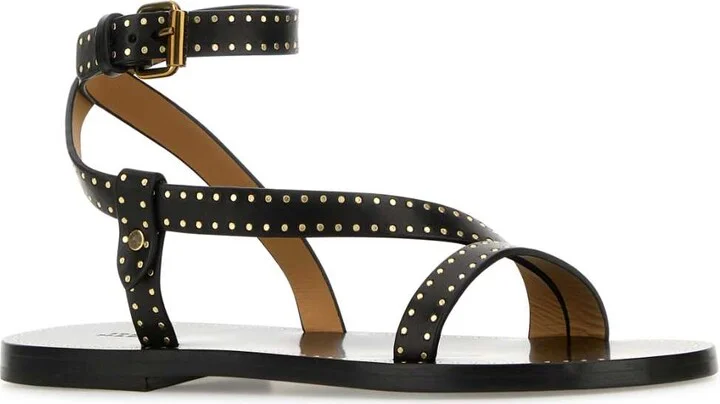 Black Leather Jopee Sandals - Image 2