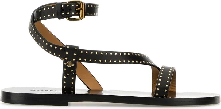 Black Leather Jopee Sandals