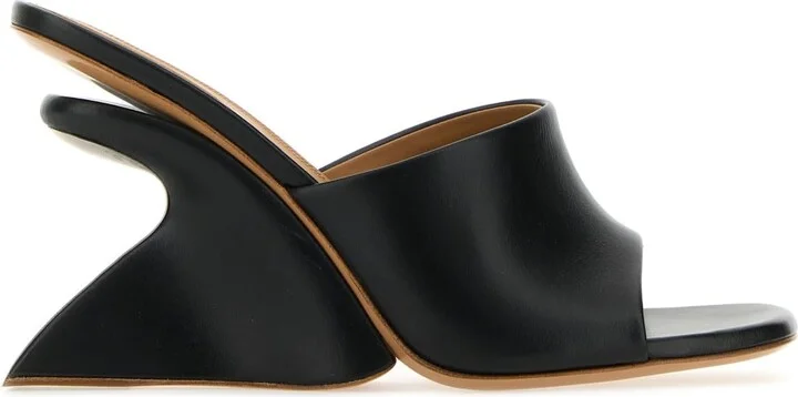 Black Leather Jug Mules