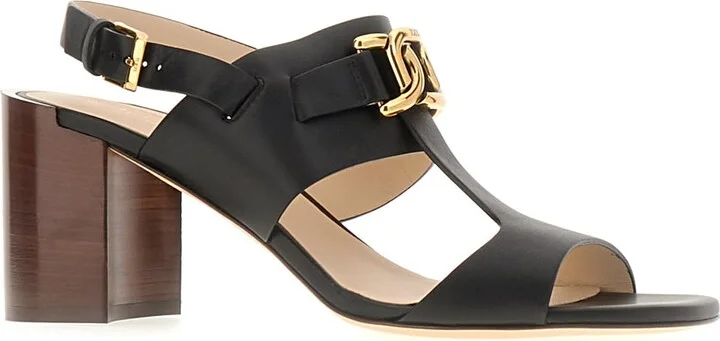 Black Leather Kate Sandals - Image 2