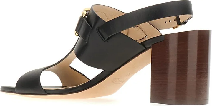 Black Leather Kate Sandals - Image 3