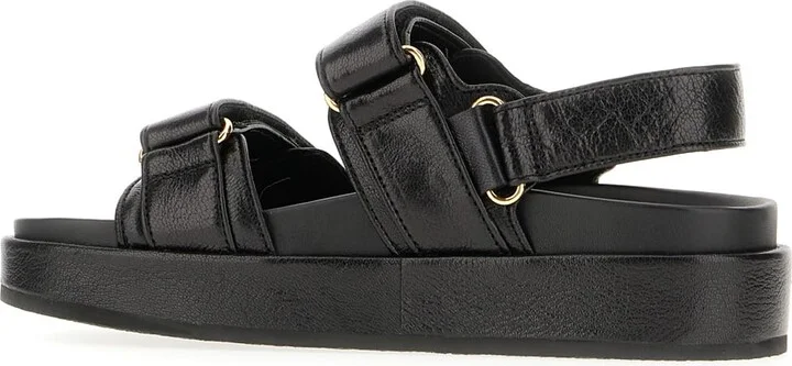 Black Leather Kira Sandals - Image 3