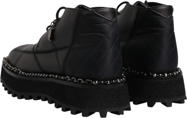 Black Leather Lace Up Ankle Boots Men's Shoes - Image 5
