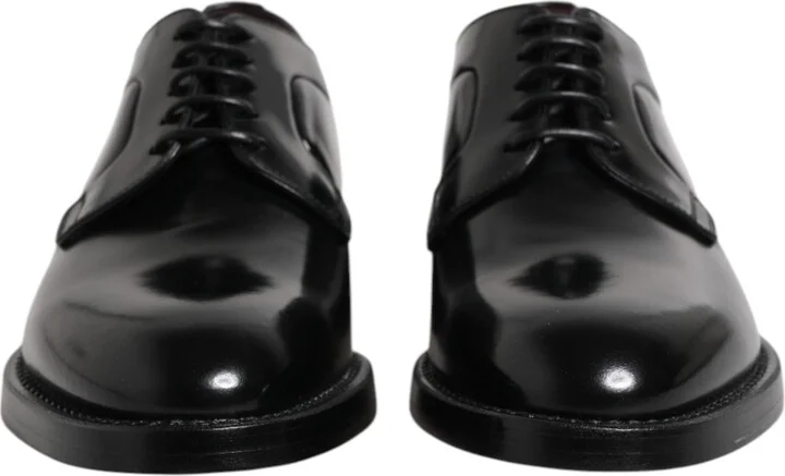 Black Leather Lace Up Derby Dress Formal Men's Shoes - Image 2
