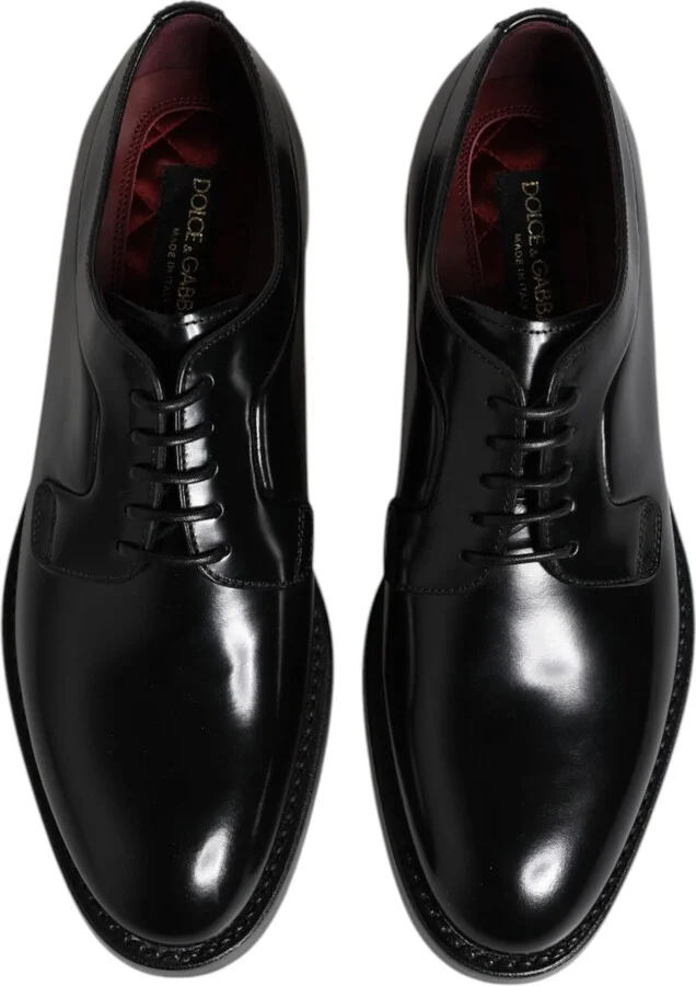 Black Leather Lace Up Derby Dress Formal Men's Shoes - Image 3