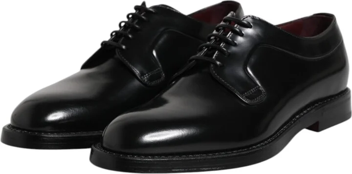 Black Leather Lace Up Derby Dress Formal Men's Shoes - Image 4