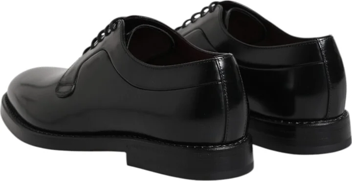 Black Leather Lace Up Derby Dress Formal Men's Shoes - Image 5