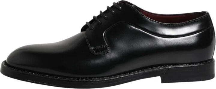 Black Leather Lace Up Derby Dress Formal Men's Shoes - Image 6