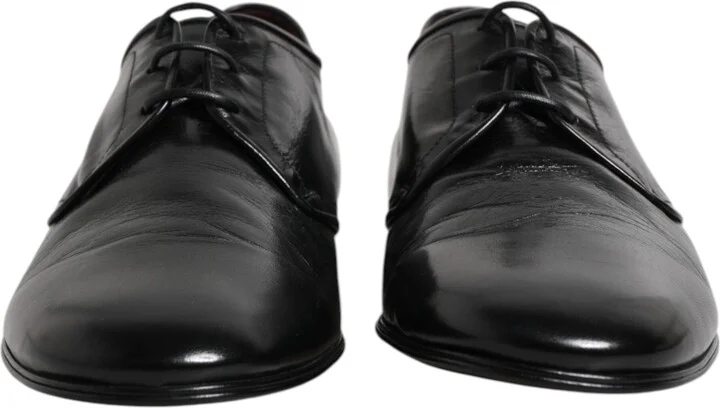 Black Leather Lace Up Derby Dress Formal Men's Shoes - Image 2