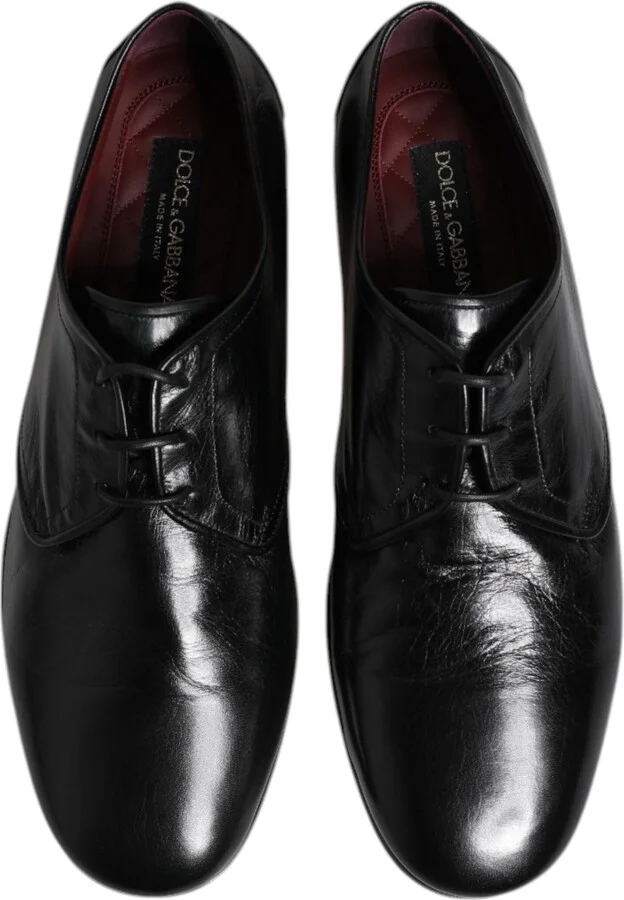 Black Leather Lace Up Derby Dress Formal Men's Shoes - Image 3