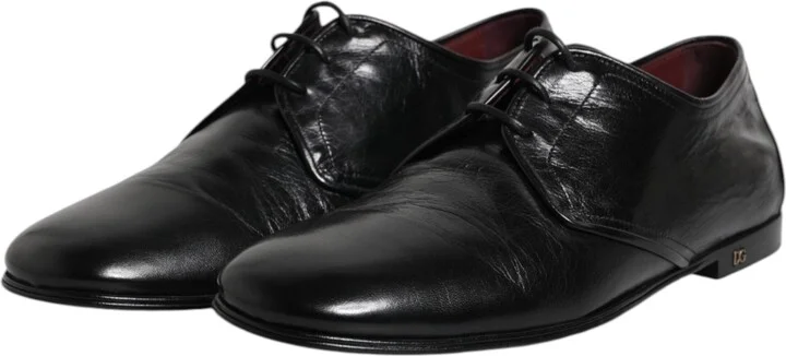 Black Leather Lace Up Derby Dress Formal Men's Shoes - Image 4