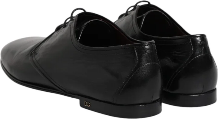 Black Leather Lace Up Derby Dress Formal Men's Shoes - Image 5