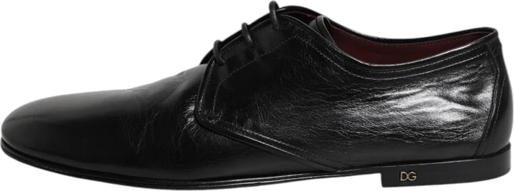 Black Leather Lace Up Derby Dress Formal Men's Shoes - Image 6