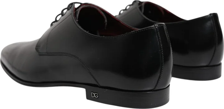 Black Leather Lace Up Derby Dress Formal Men's Shoes (Pre-Owned) - Image 3