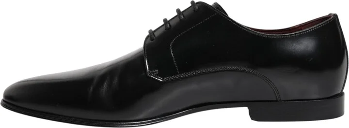 Black Leather Lace Up Derby Dress Formal Men's Shoes (Pre-Owned) - Image 4