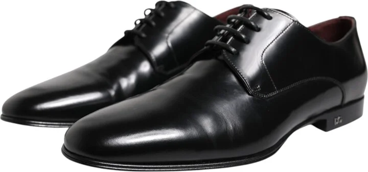Black Leather Lace Up Derby Dress Formal Men's Shoes (Pre-Owned)