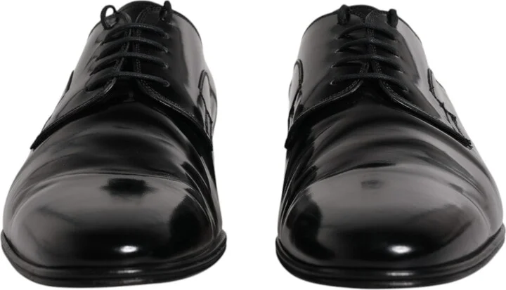 Black Leather Lace Up Derby Formal Men's Shoes (Pre-Owned) - Image 2