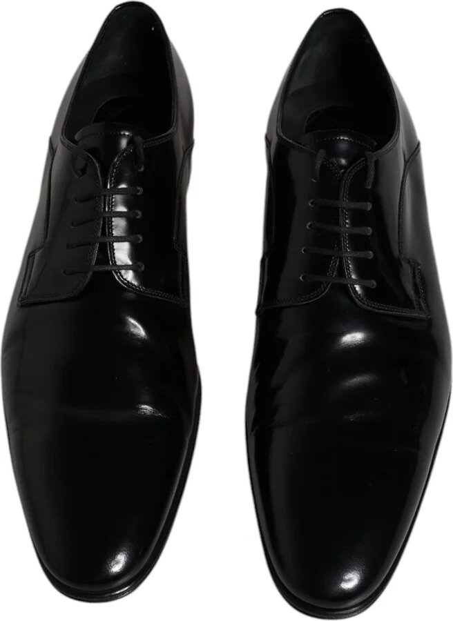 Black Leather Lace Up Derby Formal Men's Shoes (Pre-Owned) - Image 3