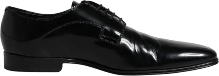 Black Leather Lace Up Derby Formal Men's Shoes (Pre-Owned)