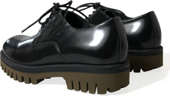 Black Leather Lace Up Derby Men Dress Men's Shoes - Image 4
