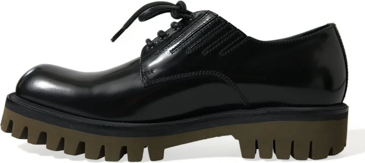 Black Leather Lace Up Derby Men Dress Men's Shoes - Image 5