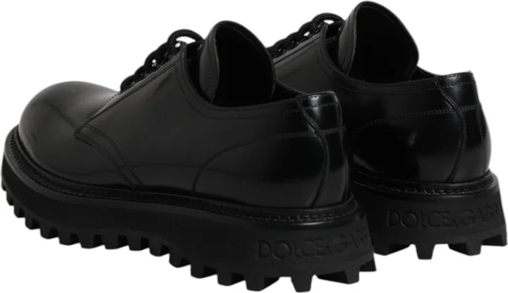 Black Leather Lace Up Derby Men Dress Men's Shoes - Image 5
