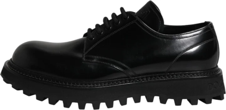 Black Leather Lace Up Derby Men Dress Men's Shoes - Image 6