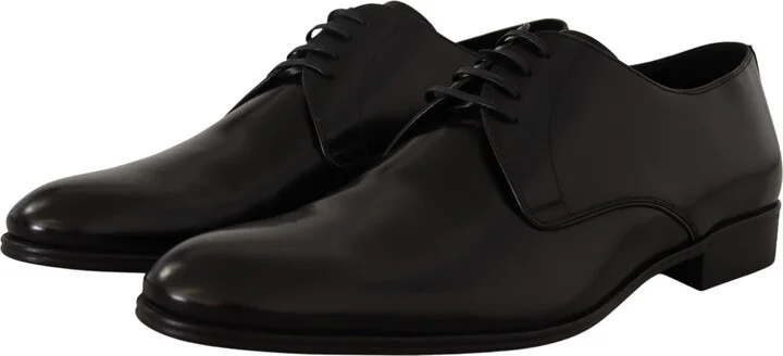 Black Leather Lace Up Formal Derby Men's Shoes - Image 2