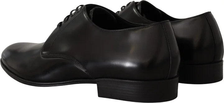 Black Leather Lace Up Formal Derby Men's Shoes - Image 3