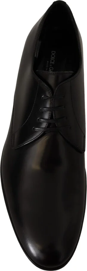 Black Leather Lace Up Formal Derby Men's Shoes - Image 6