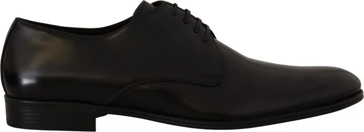 Black Leather Lace Up Formal Derby Men's Shoes
