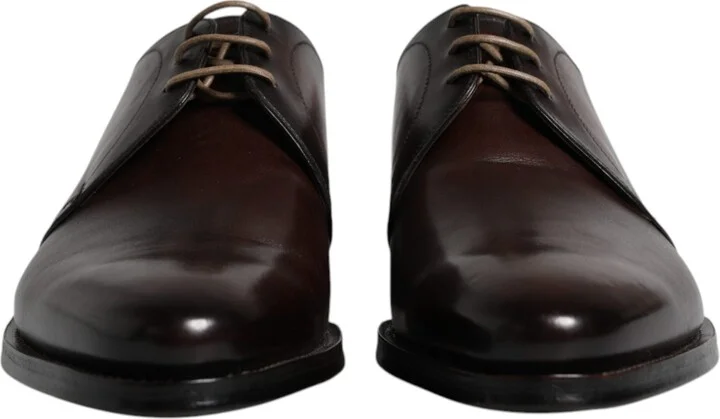 Black Leather Lace Up Men Derby Formal Men's Shoes - Image 2