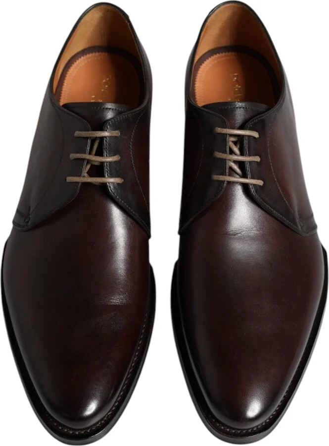 Black Leather Lace Up Men Derby Formal Men's Shoes - Image 3