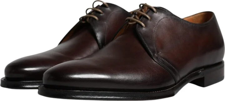 Black Leather Lace Up Men Derby Formal Men's Shoes - Image 4
