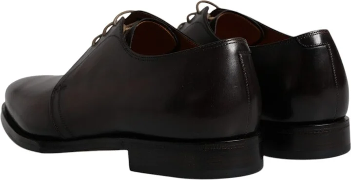 Black Leather Lace Up Men Derby Formal Men's Shoes - Image 5