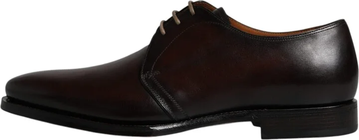 Black Leather Lace Up Men Derby Formal Men's Shoes - Image 6