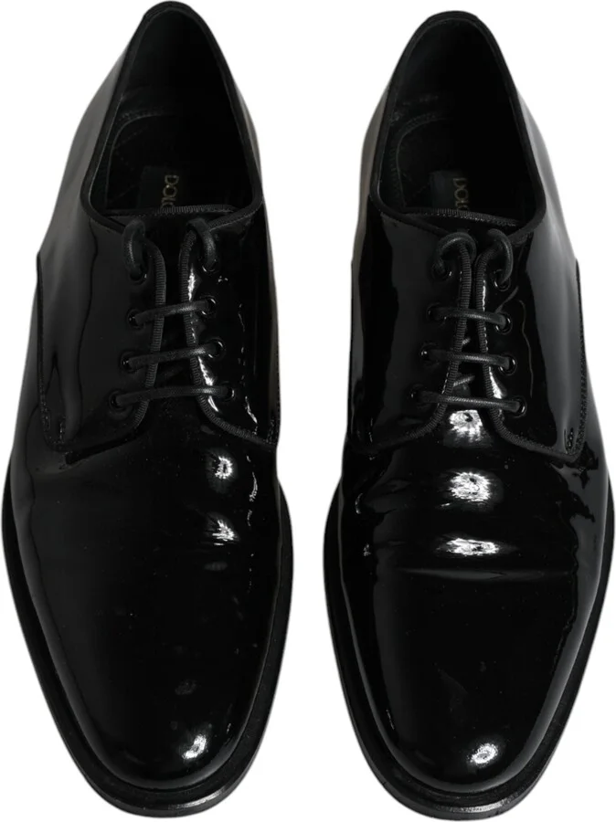 Black Leather Lace Up Men Derby Formal Men's Shoes (Pre-Owned) - Image 3