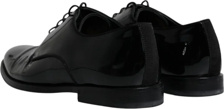 Black Leather Lace Up Men Derby Formal Men's Shoes (Pre-Owned) - Image 5