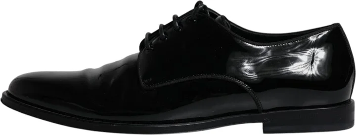 Black Leather Lace Up Men Derby Formal Men's Shoes (Pre-Owned) - Image 6