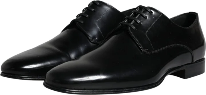 Black Leather Lace Up Men Derby Formal Men's Shoes (Pre-Owned) - Image 4