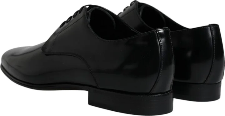 Black Leather Lace Up Men Derby Formal Men's Shoes (Pre-Owned) - Image 5