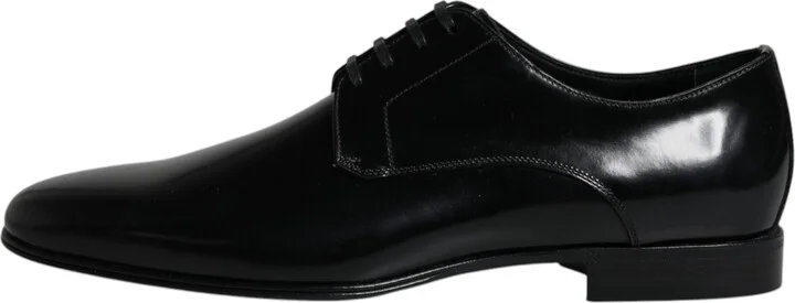 Black Leather Lace Up Men Derby Formal Men's Shoes (Pre-Owned) - Image 6