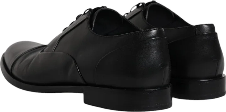 Black Leather Lace Up Men Derby Formal Men's Shoes (Pre-Owned) - Image 5