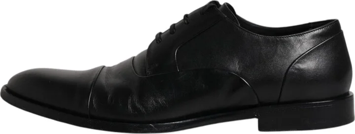Black Leather Lace Up Men Derby Formal Men's Shoes (Pre-Owned) - Image 6