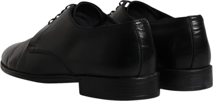 Black Leather Lace Up Men Derby Formal Men's Shoes (Pre-Owned) - Image 5