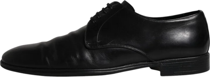 Black Leather Lace Up Men Derby Formal Men's Shoes (Pre-Owned) - Image 6