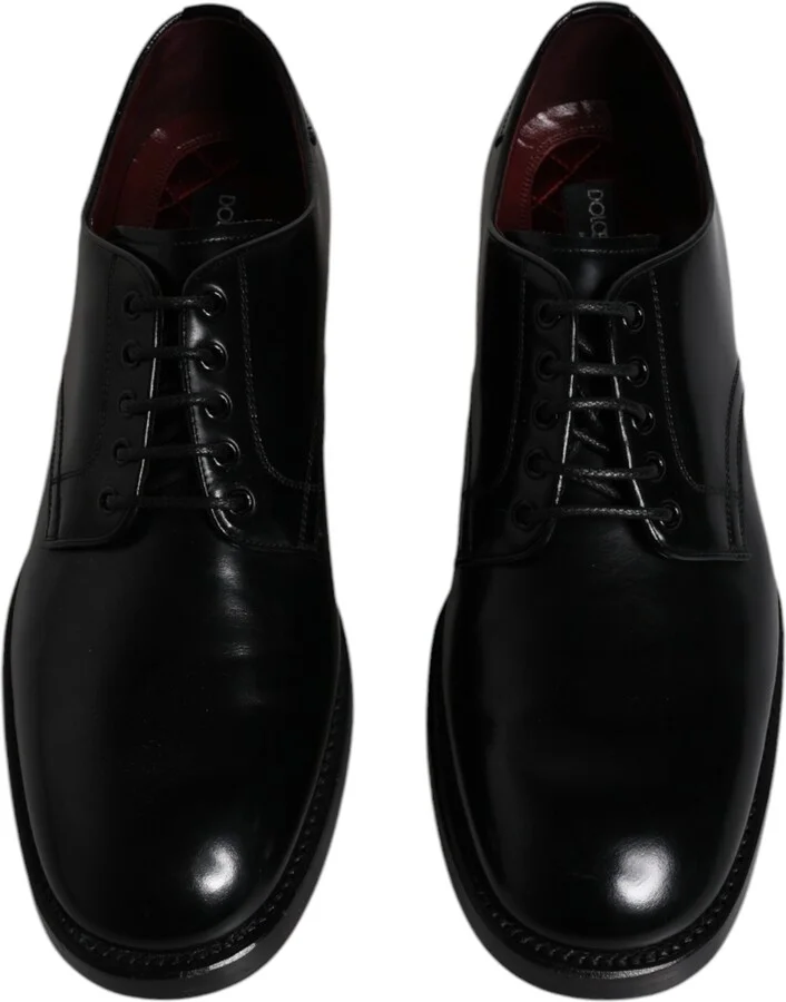 Black Leather Lace Up Men Derby Formal Men's Shoes (Pre-Owned) - Image 3