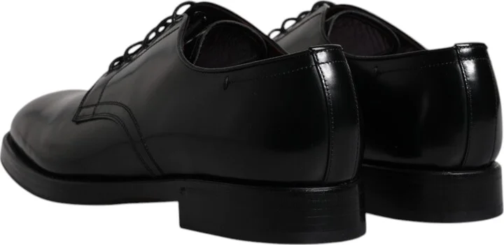 Black Leather Lace Up Men Derby Formal Men's Shoes (Pre-Owned) - Image 5