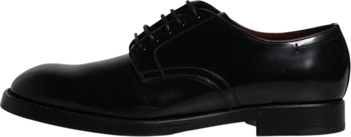 Black Leather Lace Up Men Derby Formal Men's Shoes (Pre-Owned) - Image 6